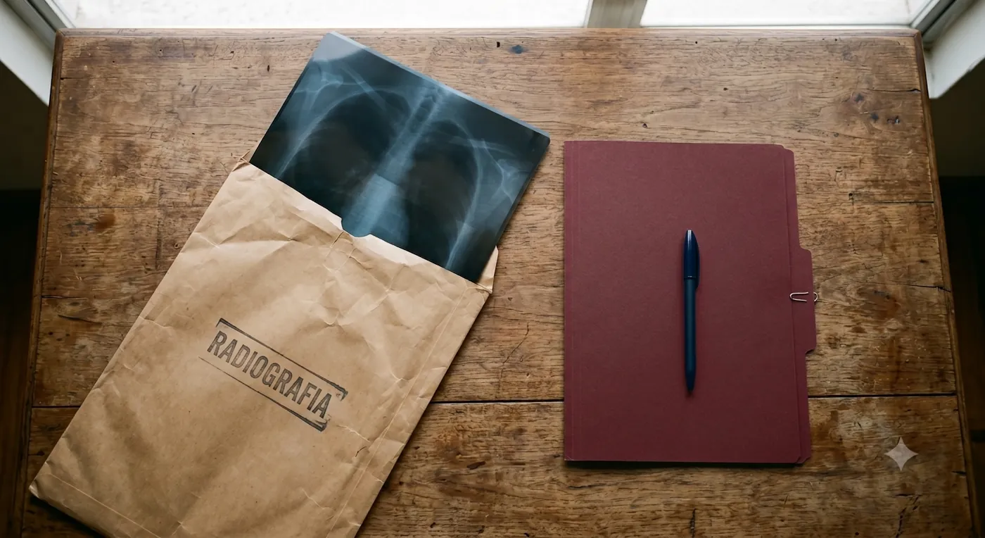 Envelope de radiografia e pasta de exames