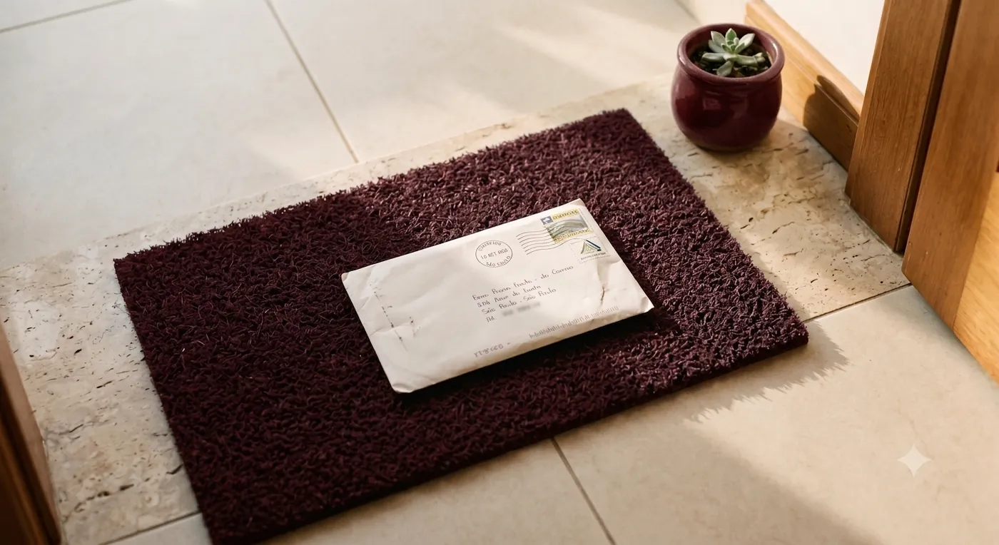 Envelope caído no capacho da entrada